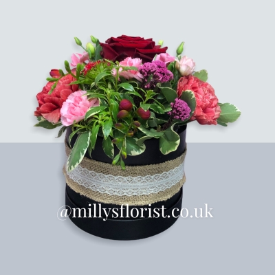 Hat Box floral arrangement