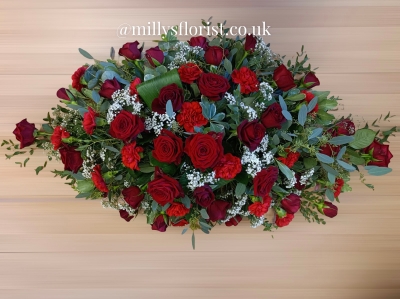 Red roses and carnations Coffin Spray