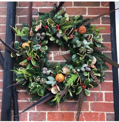 Wreath With pheasant feathers