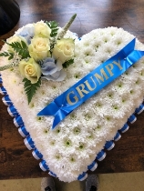 Blue and white heart tribute