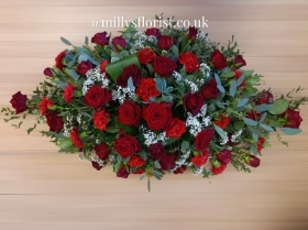 Red roses and carnations Coffin Spray